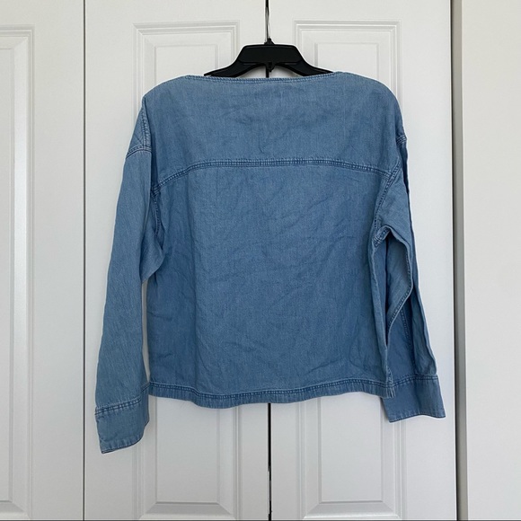 NWT Uniqlo Denim Boat Neck Long Sleeve Blouse - Picture 8 of 10